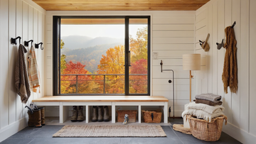 Poconos Airbnb Mudroom Photos for Fall Foliage Weekend Search Intent