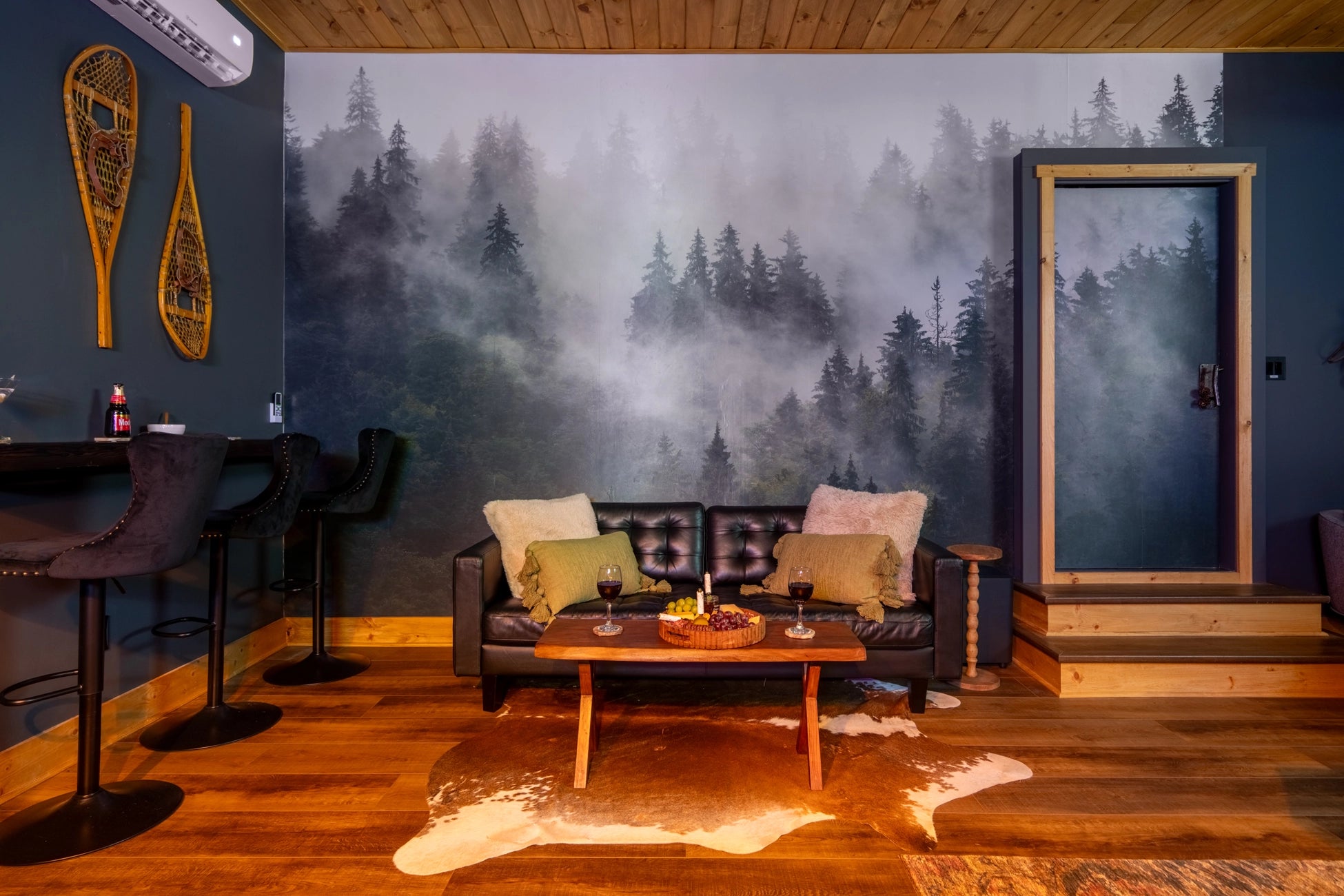 Dark Space Interior Airbnb Photography: Luxury Mountain Retreat in Albrightsville, PA