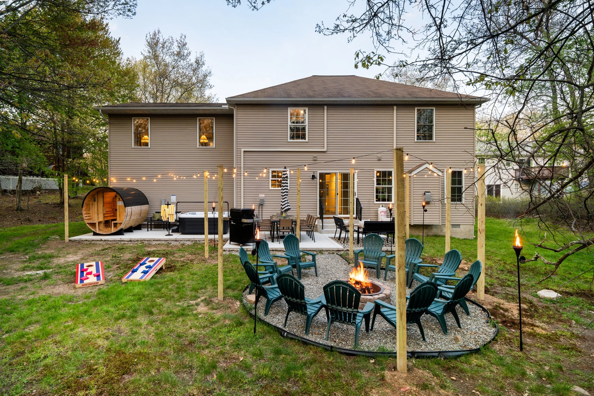 Airbnb Photography in Long Pond, PA | Woodland Retreat at Dusk