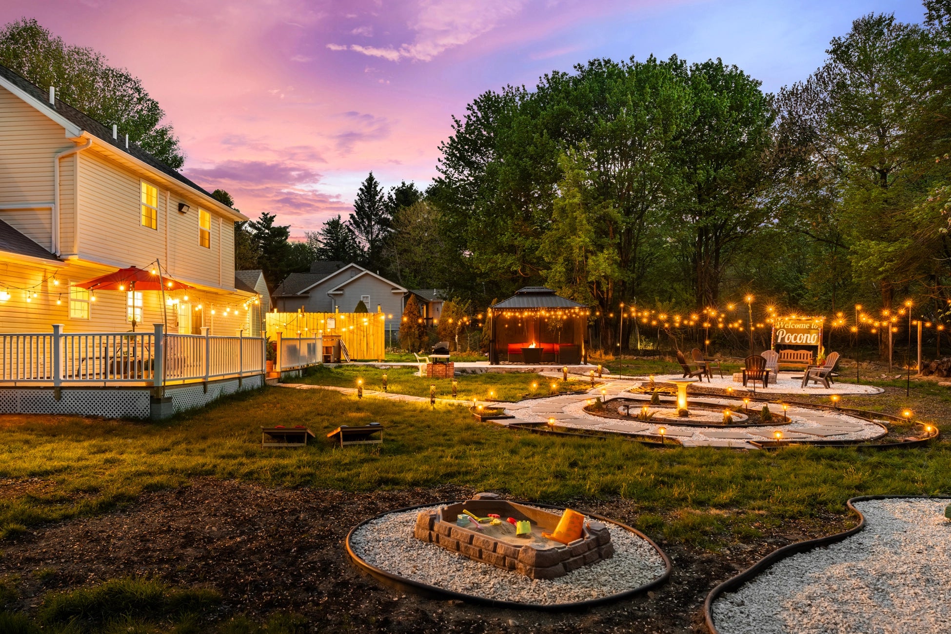 Airbnb Photography in Long Pond, PA | Twilight Backyard Retreat